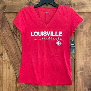 Louisville Cardinals Red V-Neck Tee Women’s Small New‎
